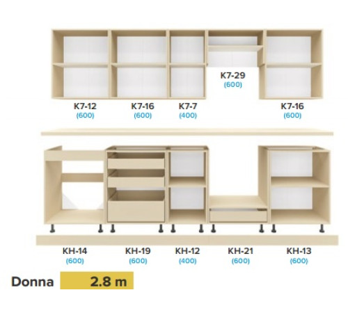 Кухня Donna 2.8 м — простора пряма кухня з фасадом МДФ від Київського Стандарту
