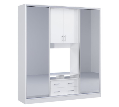 Шкаф-купе Киноман ширина 2700 с ТВ-нишей и ящиками ДСП Нимфея Альба Киевский Стандарт