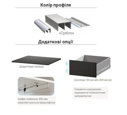 Шкаф-купе Киноман с нишей под ТВ и ящиками – Бетон, 210×45×210 см, Киевский Стандарт