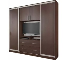 Шкаф-купе Киноман с ТВ-нишей и ящиками ЛДСП (210х45х210 см) Киевский Стандарт