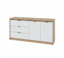 Большой комод 2 двери и 3-мя ящиками Сити -1500 / 150х38х75 см. Дуб сонома / Белый Эверест 