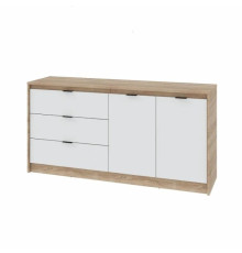 Большой комод 2 двери и 3-мя ящиками Сити -1500 / 150х38х75 см. Дуб сонома / Белый Эверест 