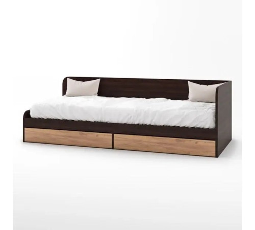 Односпальная кровать с ящиками Соната-800 Венге + крафт золотой Эверест
