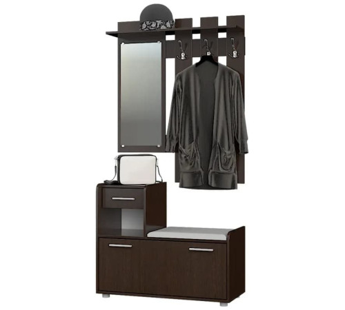 Прихожая Тандем с вешалкой и тумбой для обуви (левая) Дуб сонома + трюфель Еверест