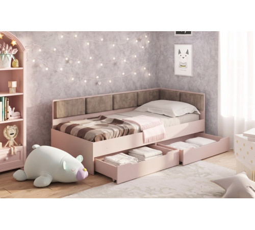 Детская кровать Соня-4 90×200 см с мягкими велюровыми боками