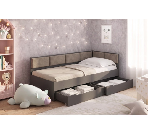 Дитяче ліжко Соня-4 90×200 см з м’якими боками (велюр)