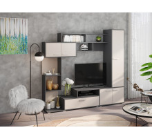 Стенка в гостиную Монако 211×41×194 см Антрацит / Кашемир