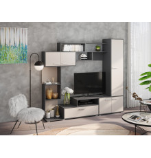 Стенка в гостиную Монако 211×41×194 см Антрацит / Кашемир